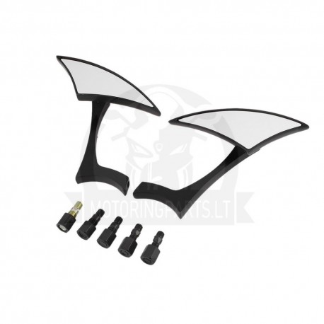 2Pcs Custom Black 8-10MM Blade Spear Rearview Mini Side Mirrors Aluminum Modern Stylish for Motorcyc